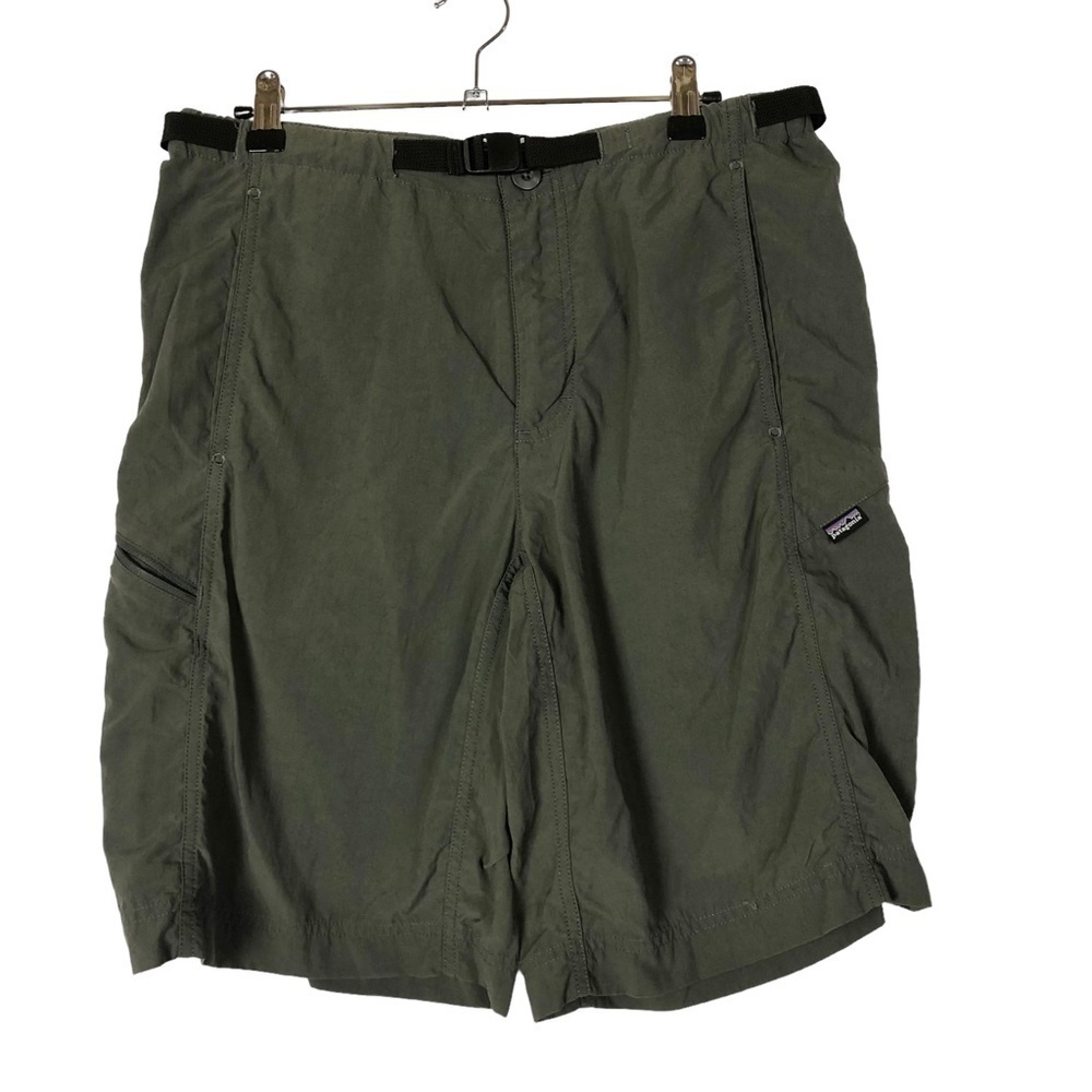 Patagonia Olive Green Nylon Cargo Built in Belt Hiking Shorts S